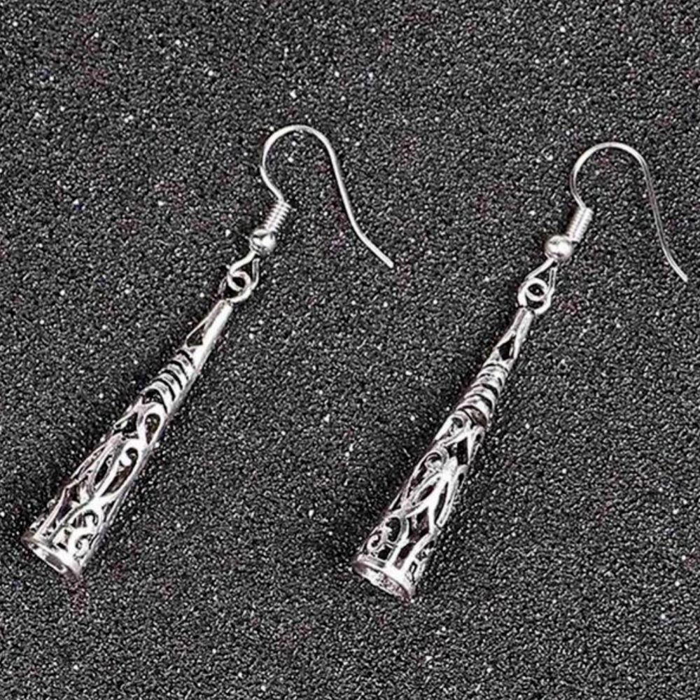 Silver Boho Totem Drop Earrings - Picture 3 of 5